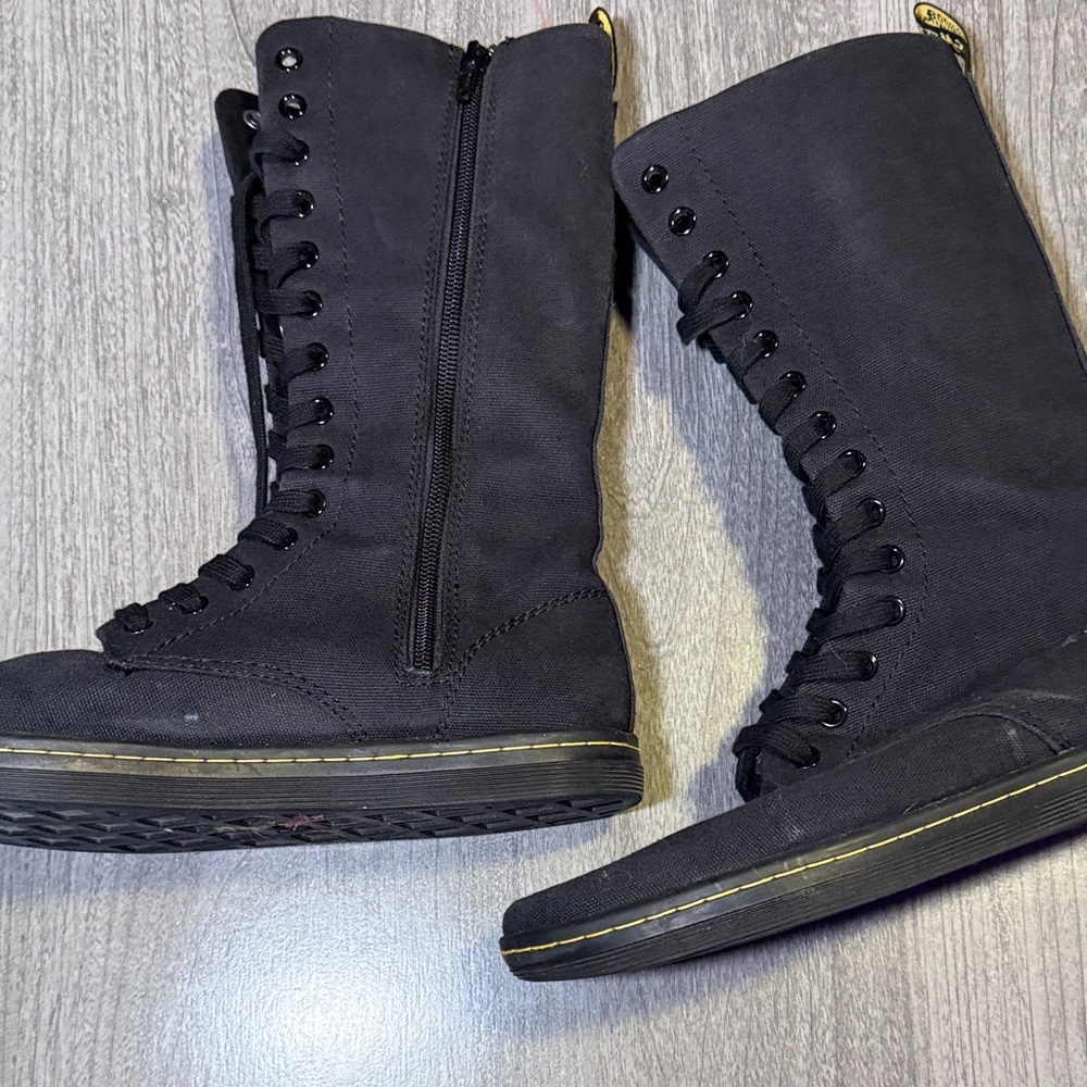 Dr. Martens Black Lace-Up Mid-Calf Boots with Side Zipper - Picture 3 of 5
